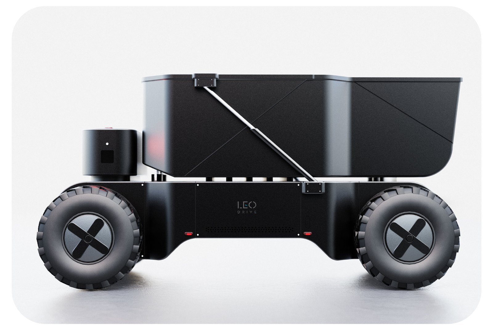 Industrial off-road vehicle with sensors, side view