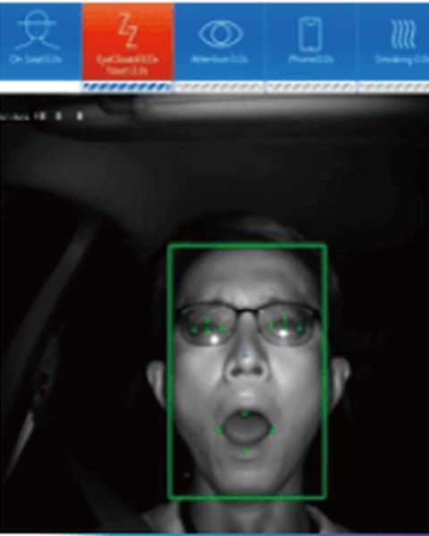 Infrared camera view: a yawning driver