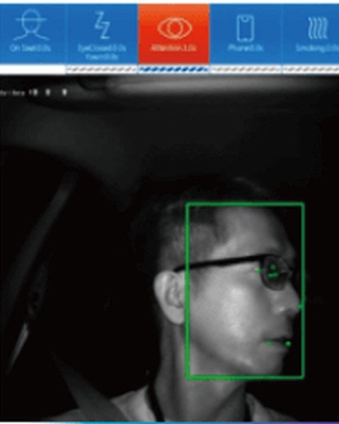 Infrared camera view: a driver looking away