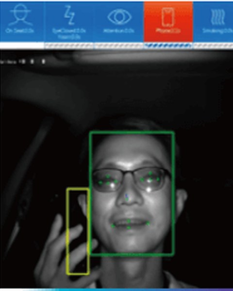 Infrared camera view: a driver on the phone