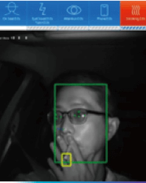 Infrared camera view: a driver smoking
